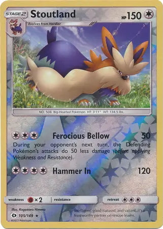 Sun & Moon Stoutland #105/149 reverse holo